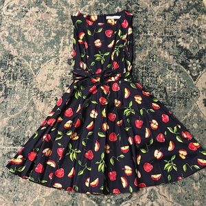 Miss lulo navy apple print swing dress
